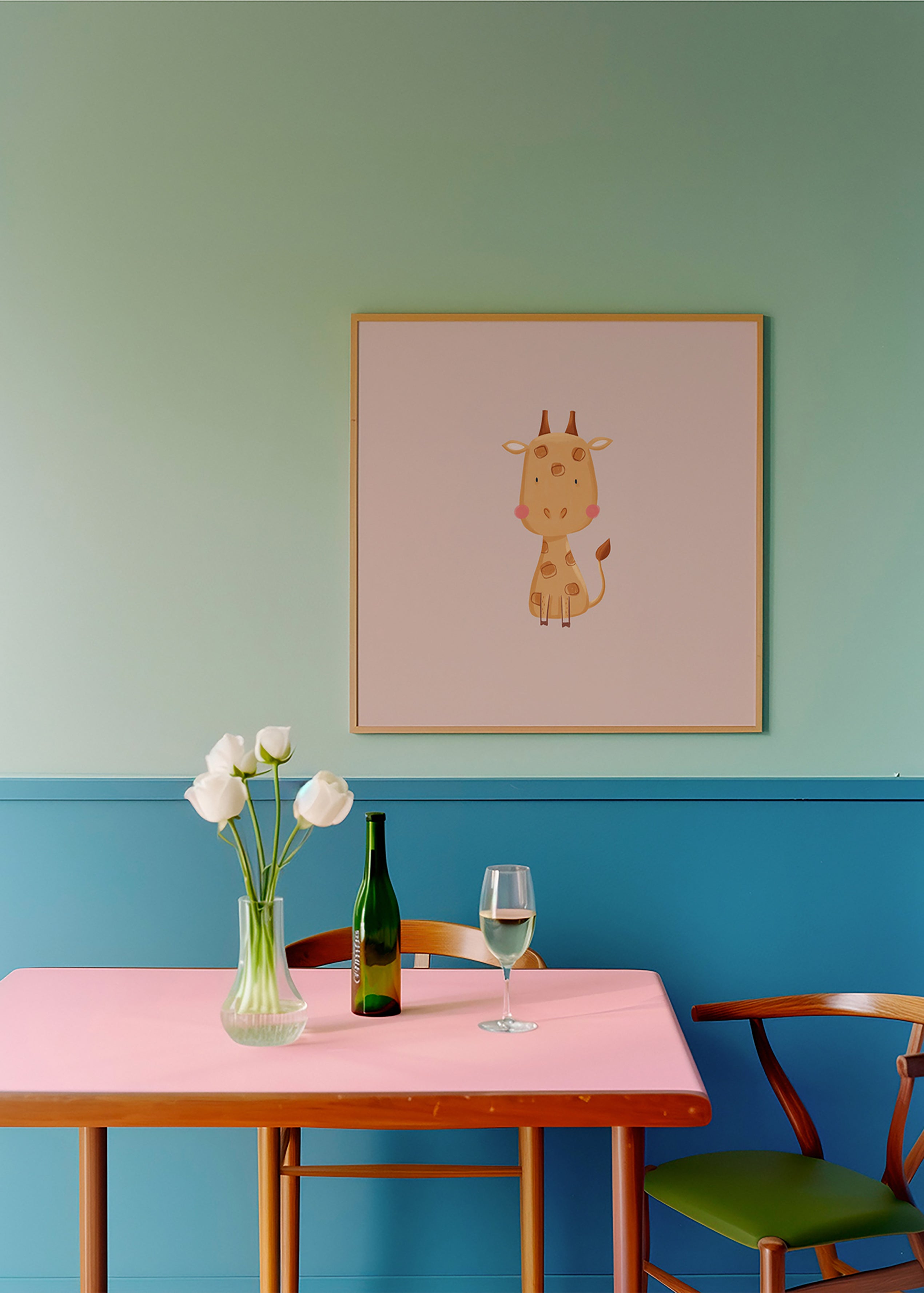 Kinderposter met minimalistische giraffe