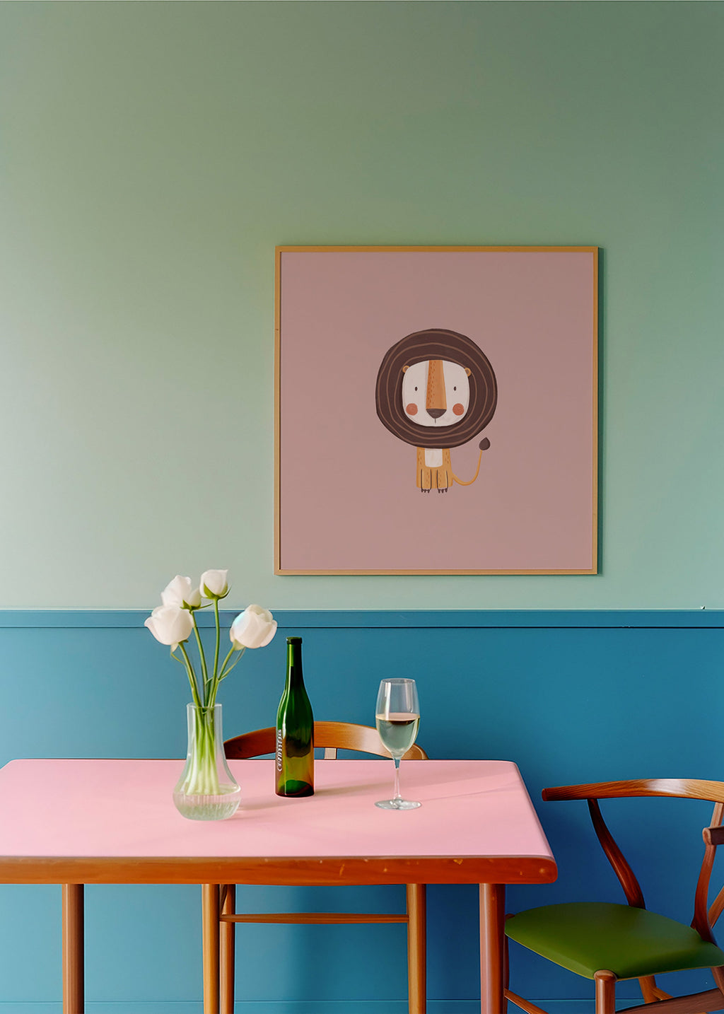 Kinderposter: minimalistische leeuw