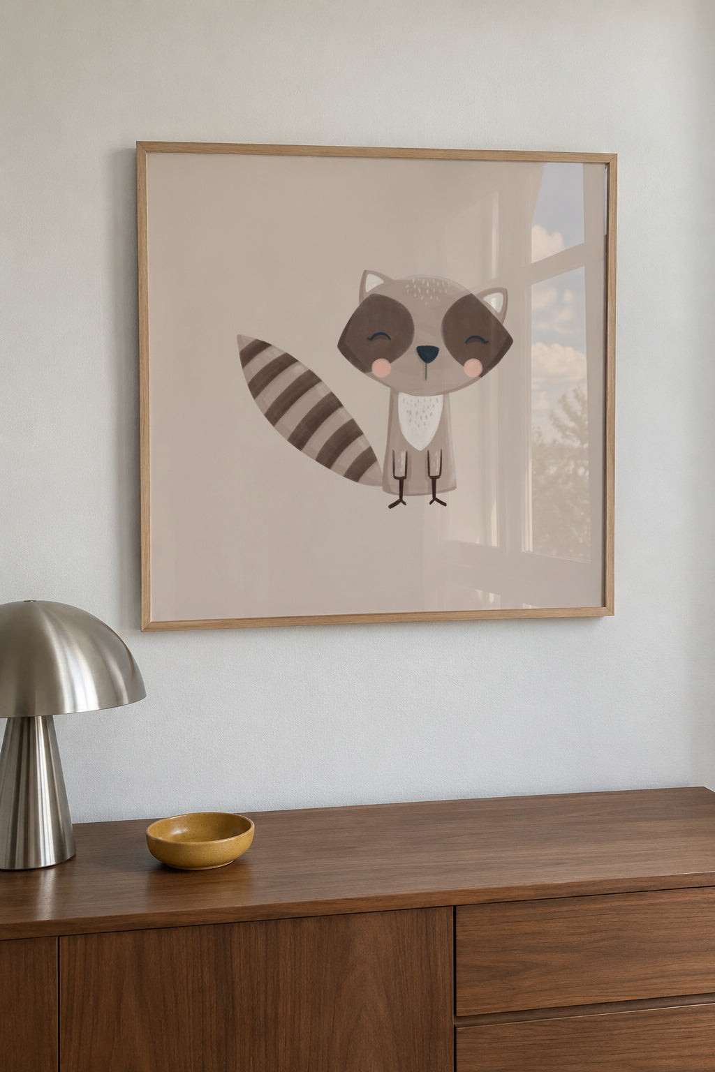 Mapache - Framed poster in an interior