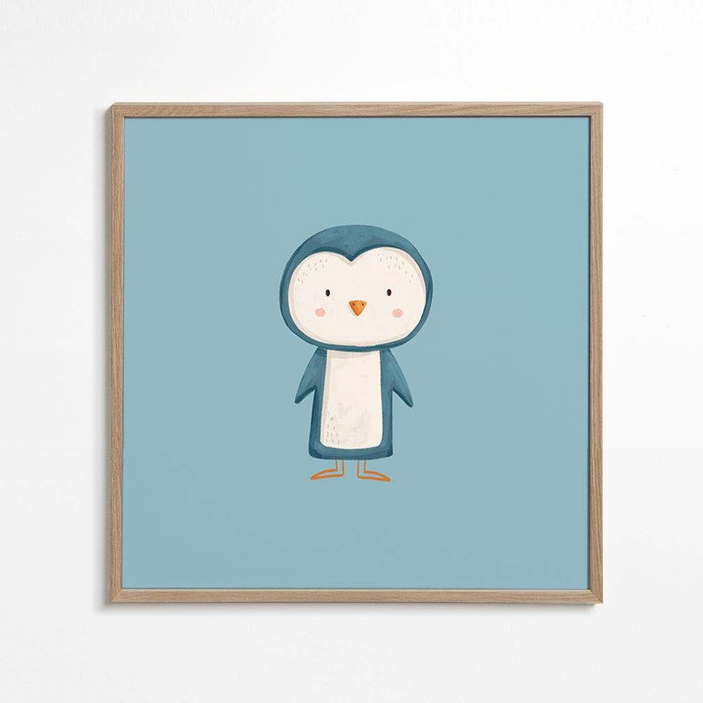Artwork pinguïn illustratie op blauwe achtergrond