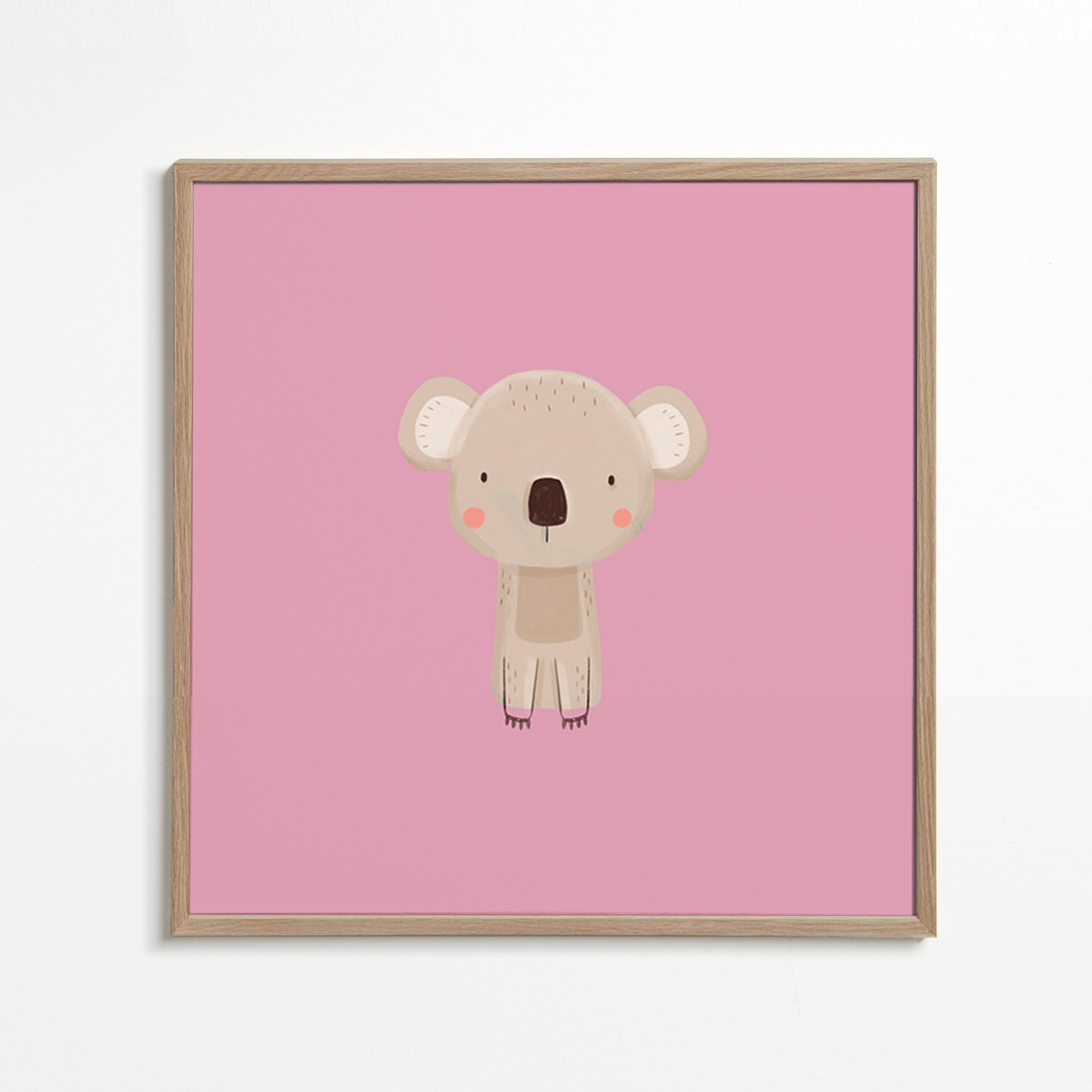 Kinderposter: minimalistische roze koala