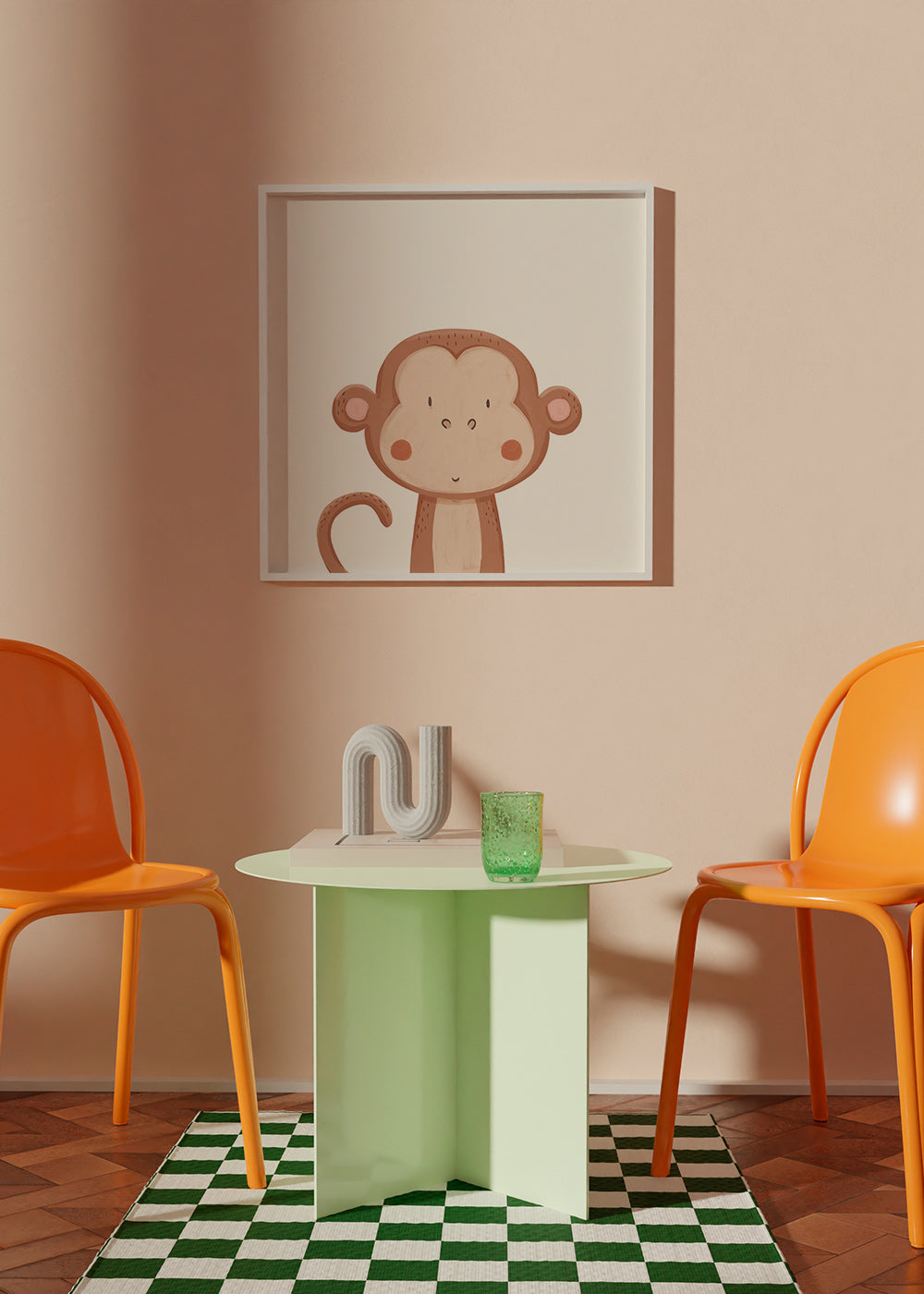 Kinderposter lachende aap