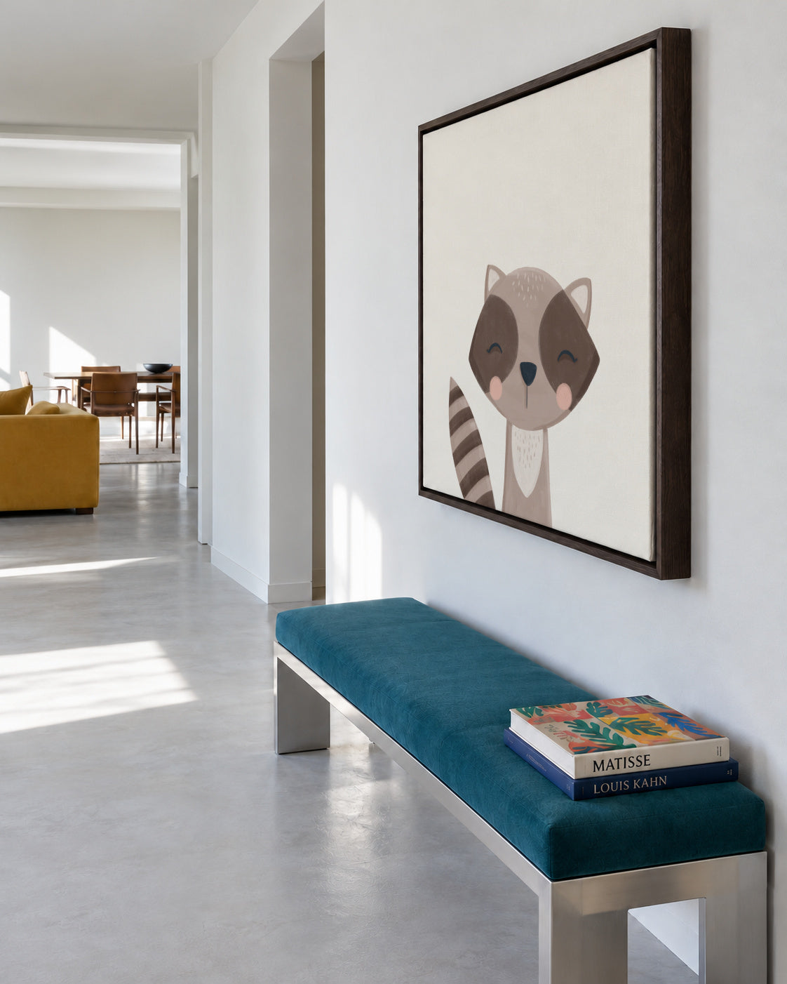 Sweet mapache - Framed canvas in an interior