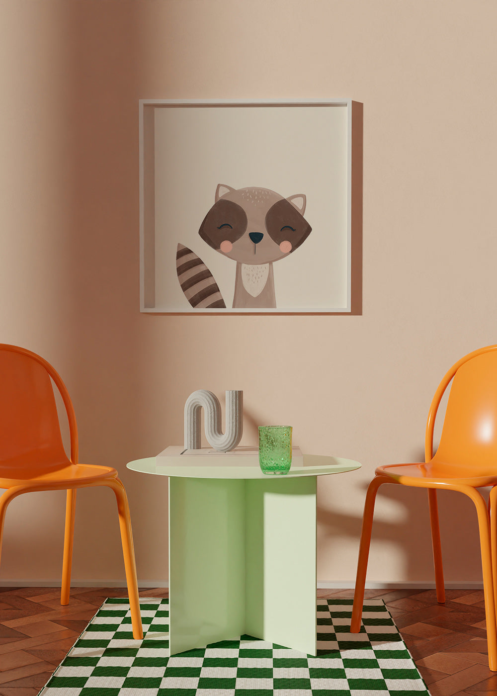 Kinderposter glimlachende wasbeer