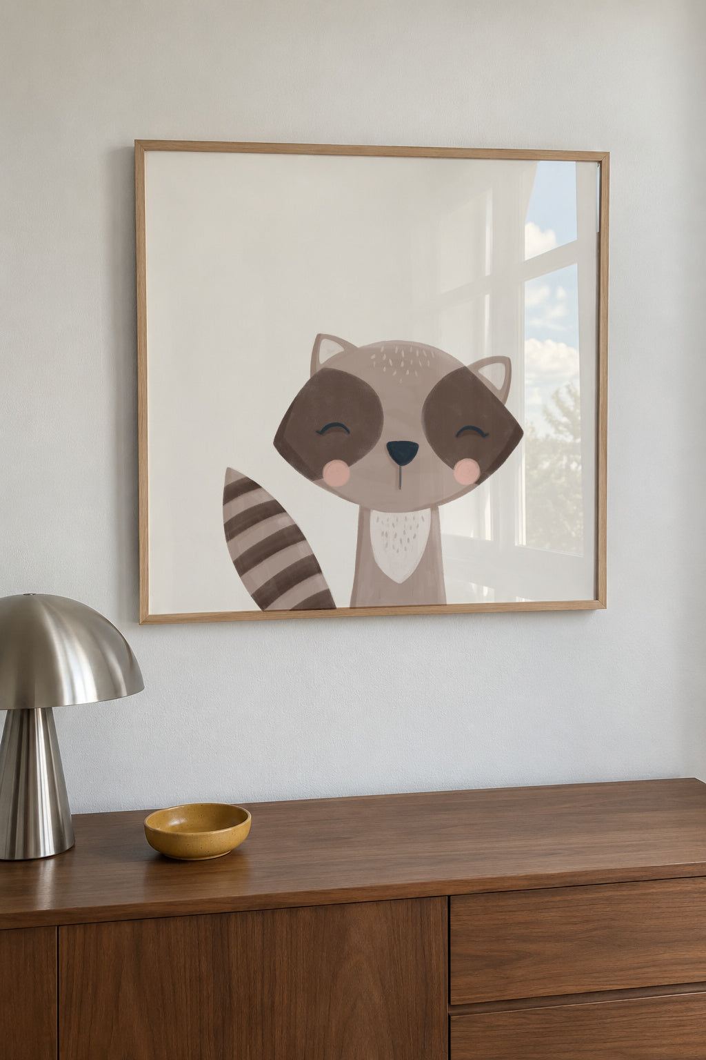 Sweet mapache - Framed poster in an interior