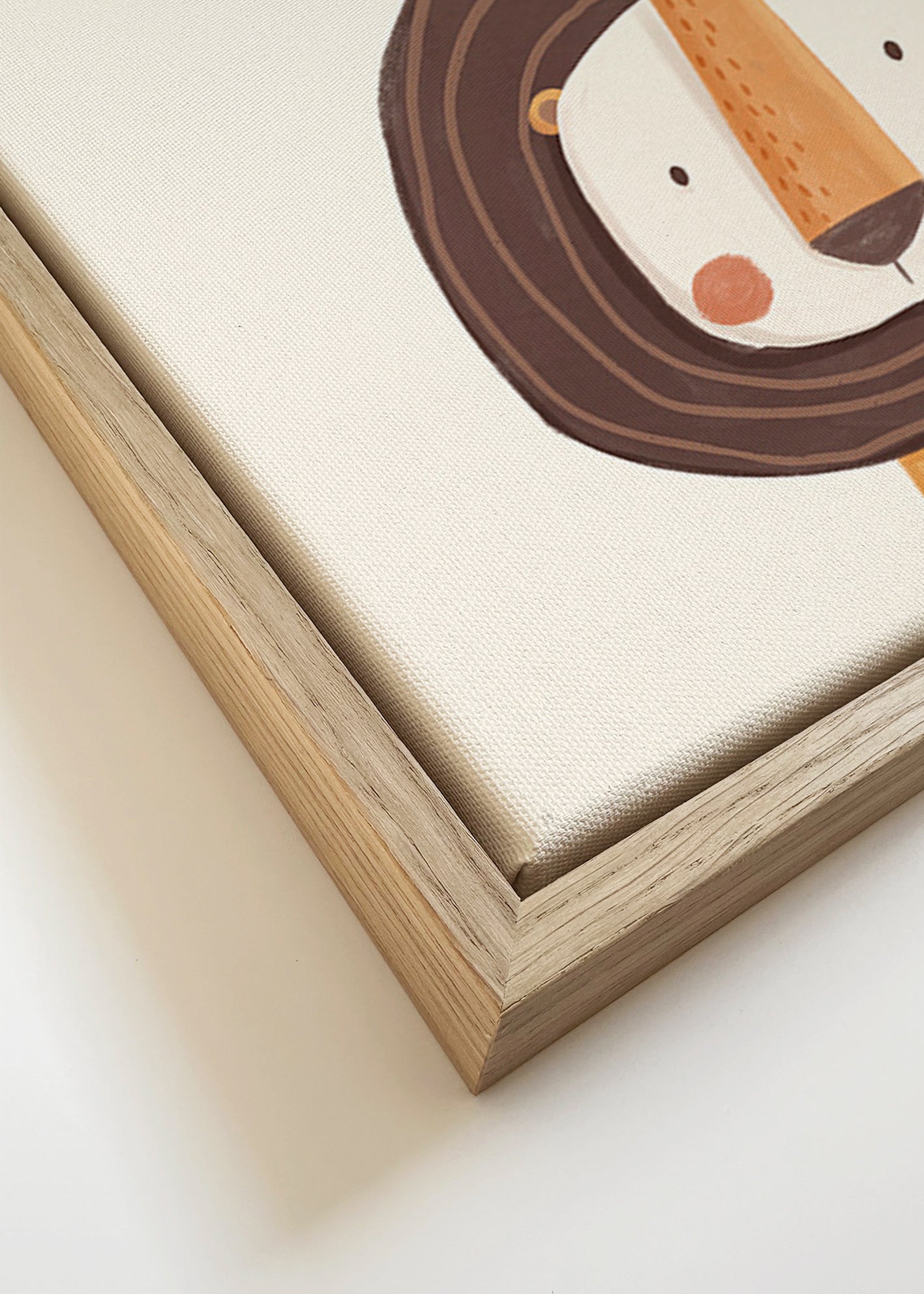 Kinderposter met glimlachende leeuw in minimalistische stijl