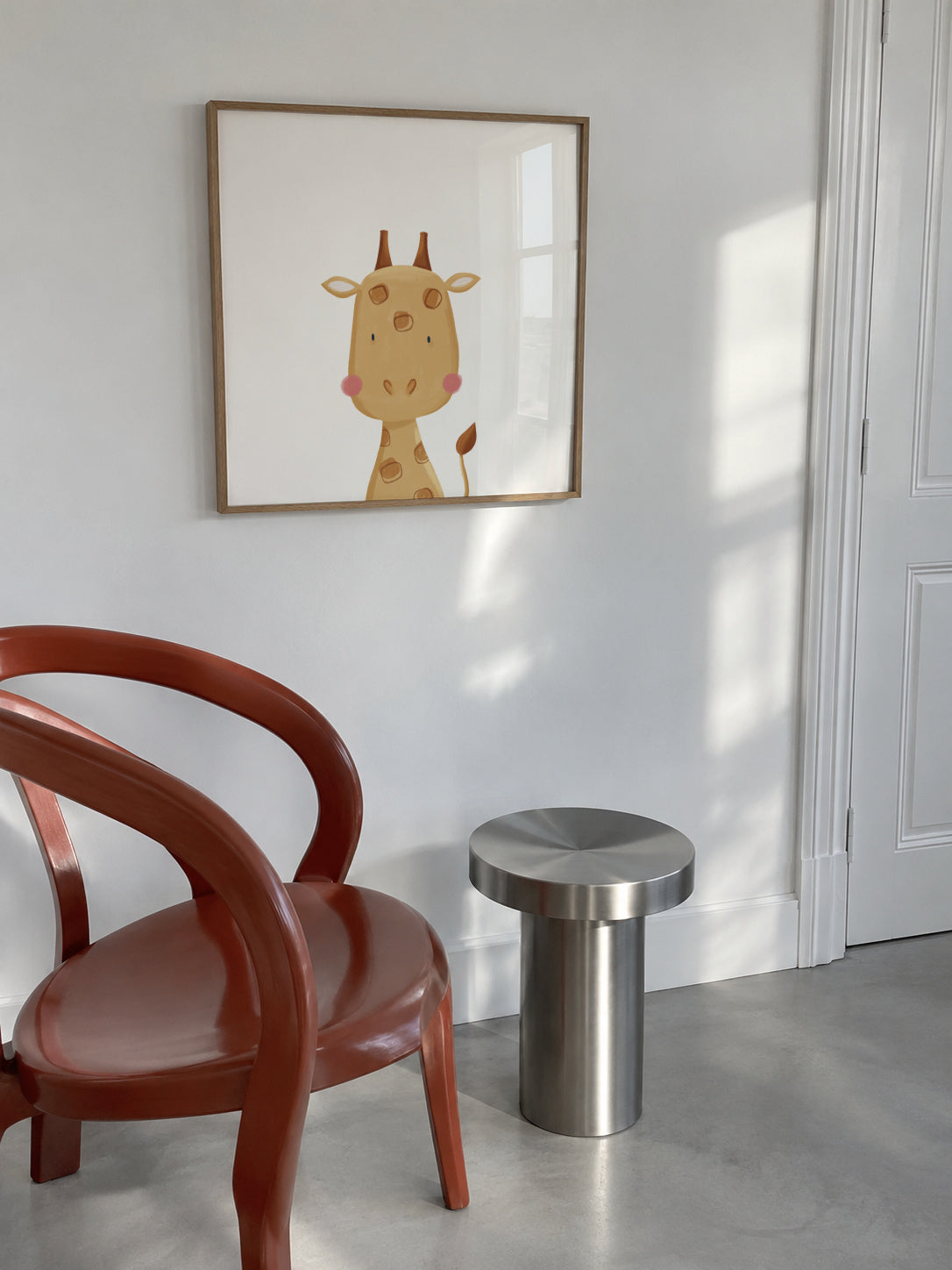 Sweet giraffe - Framed poster in an interior