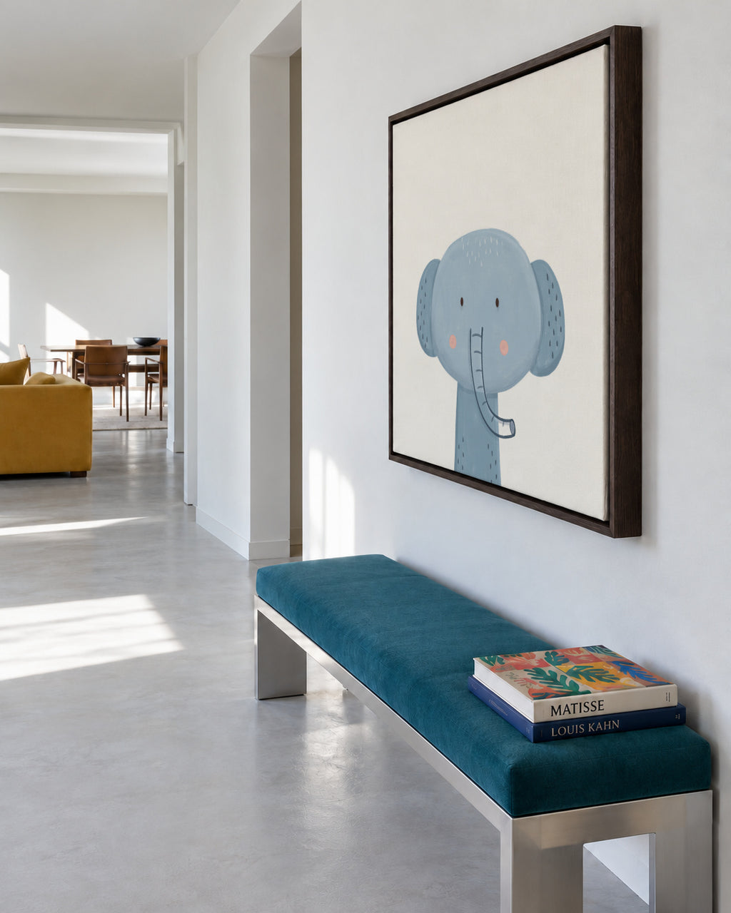 Sweet elephant - Framed canvas in an interior