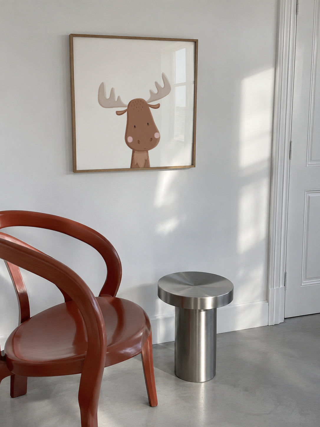 Sweet moose - Framed poster in an interior