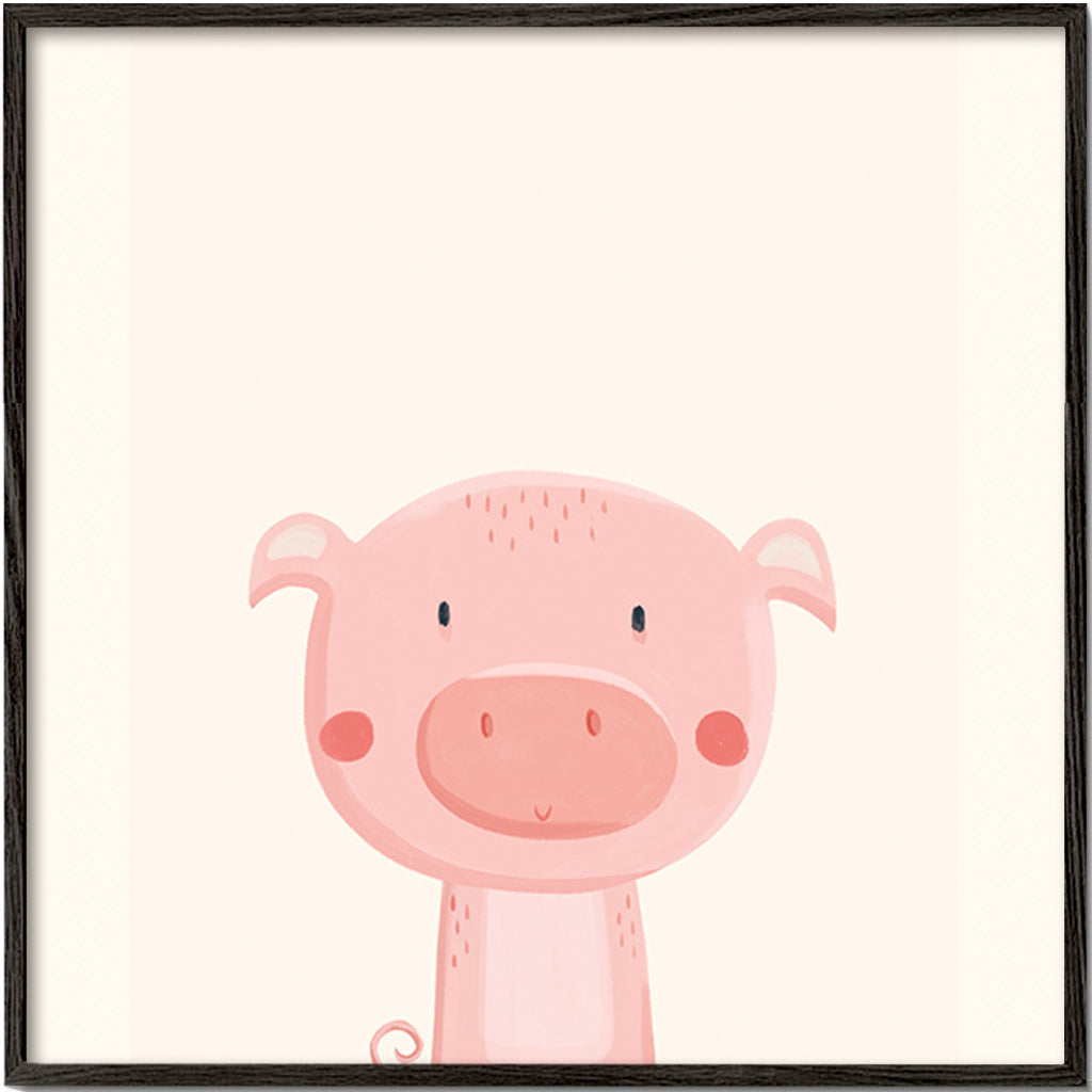 Kinderposter met schattig roze varken