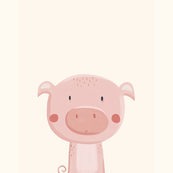 Kinderposter met schattig roze varken