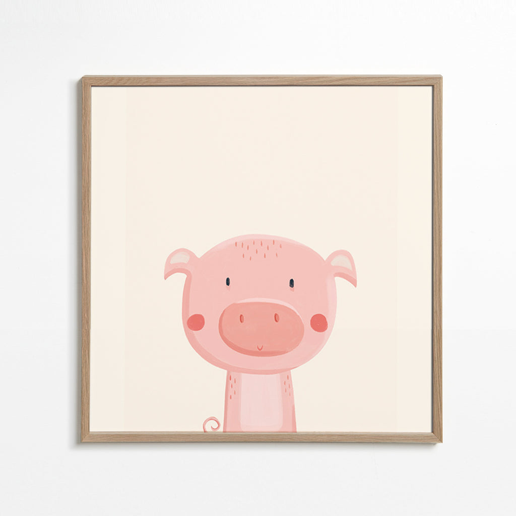 Kinderposter met schattig roze varken