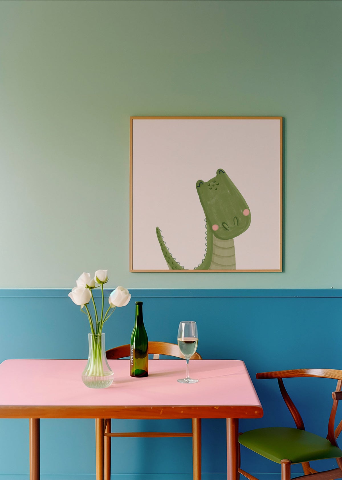 Kinderposter glimlachende krokodil