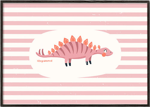 Kinderposter Stegosaurus op pastelstrepen