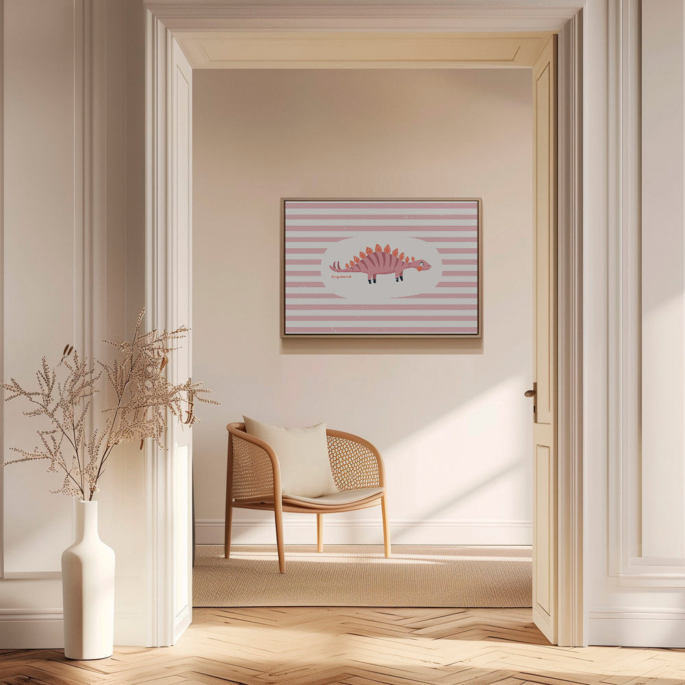 Kinderposter Stegosaurus op pastelstrepen
