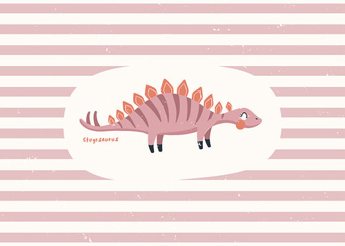 Kinderposter Stegosaurus op pastelstrepen