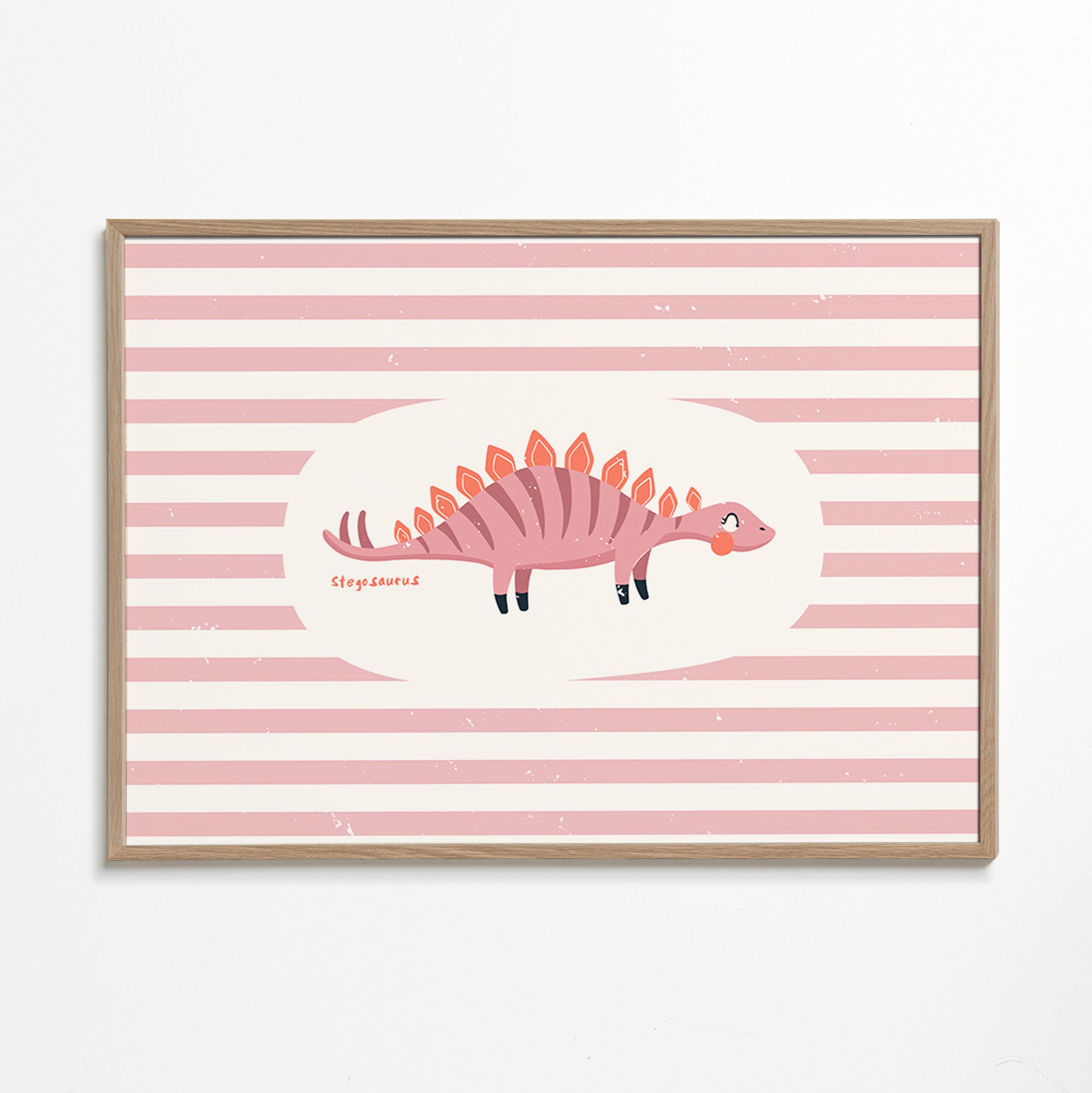 Kinderposter Stegosaurus op pastelstrepen