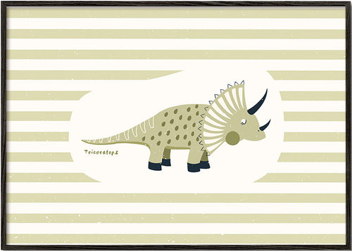 Kinderposter Triceratops groen