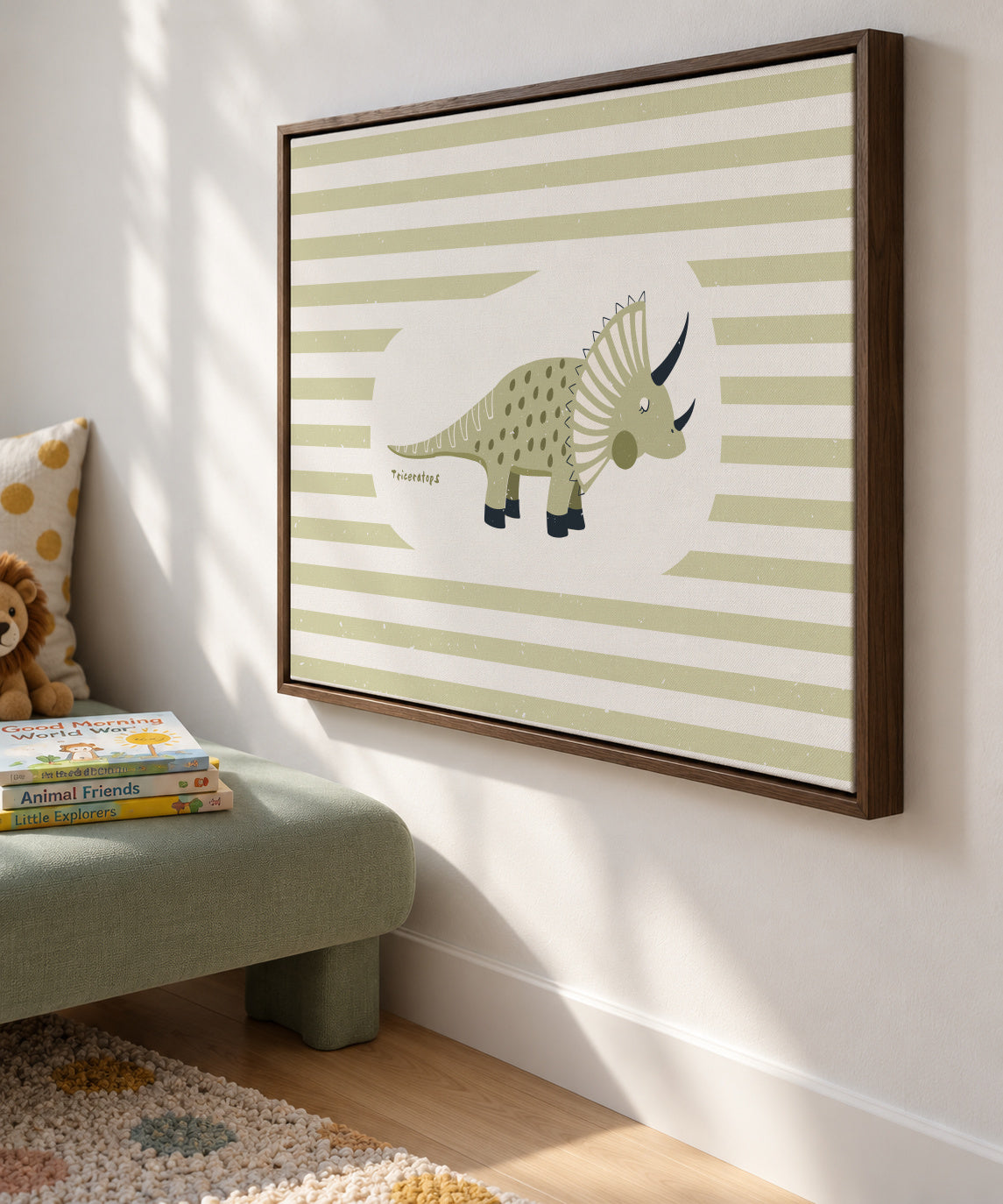 Dino Triceratops - Framed canvas in an interior