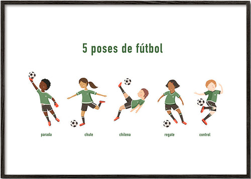 Sportkunst met vijf voetbalposes