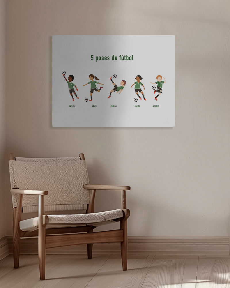 Sportkunst met vijf voetbalposes