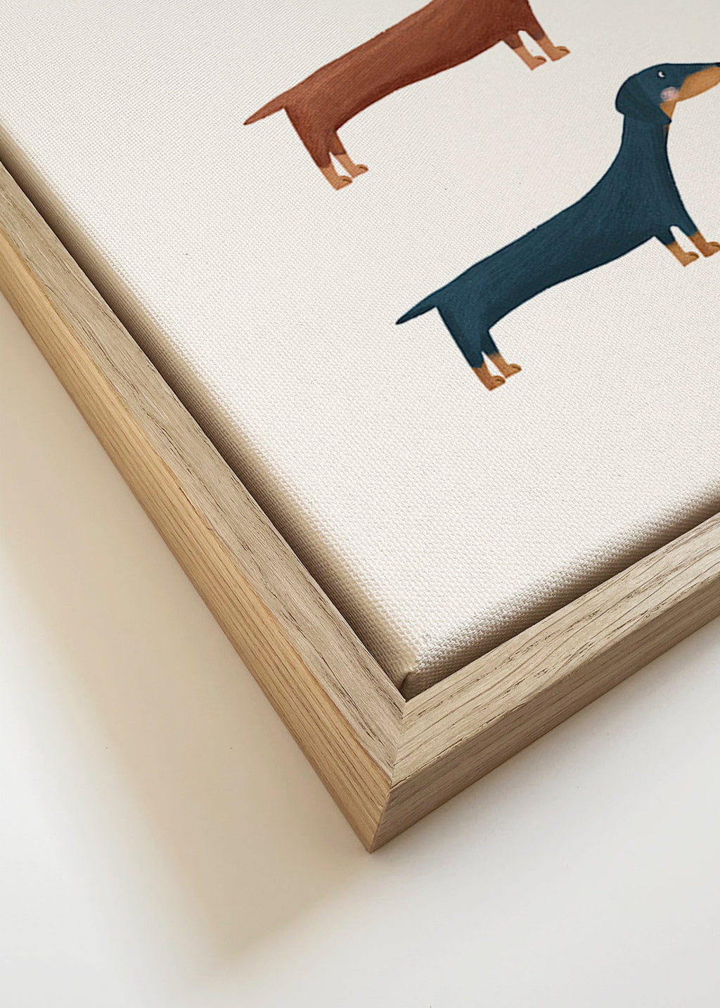 Kunstwerk met teckels in minimalistische stijl