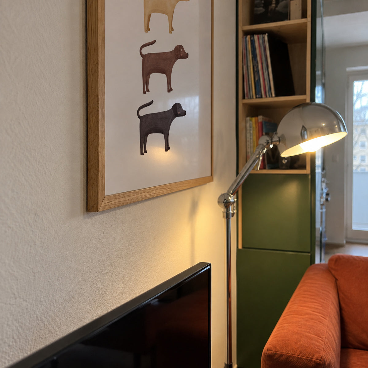 Three Labrador Retriever Dogs - Framed poster detail