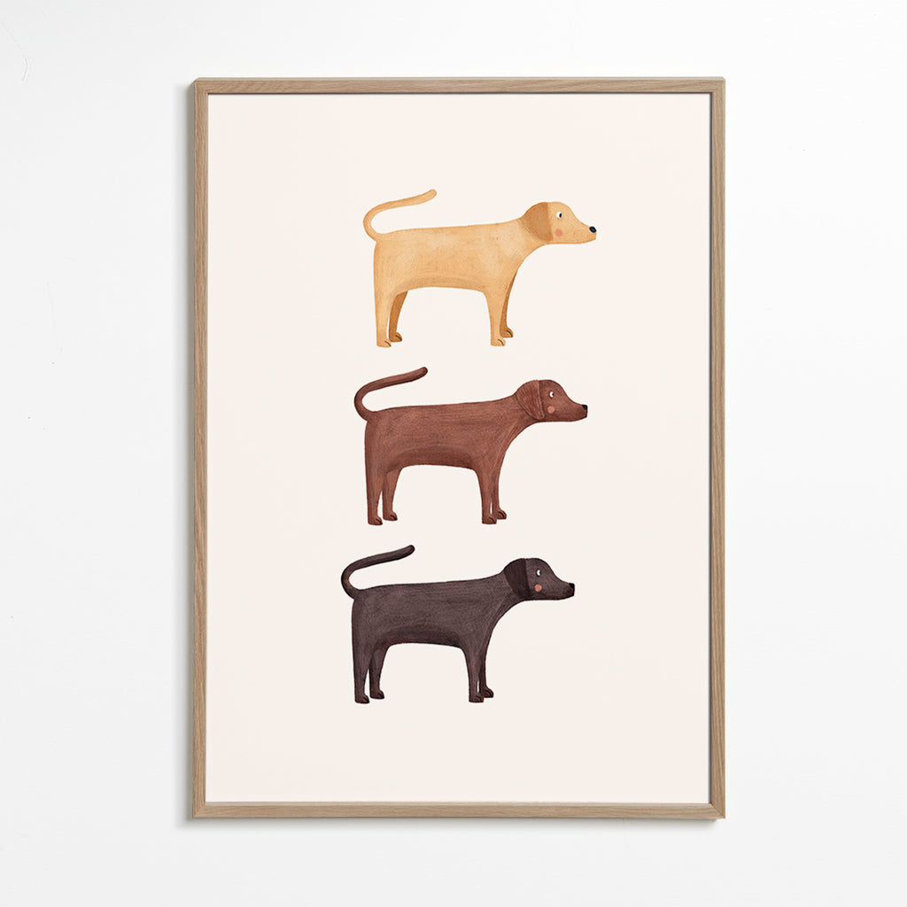 Kunstwerk drie labradors minimalistisch