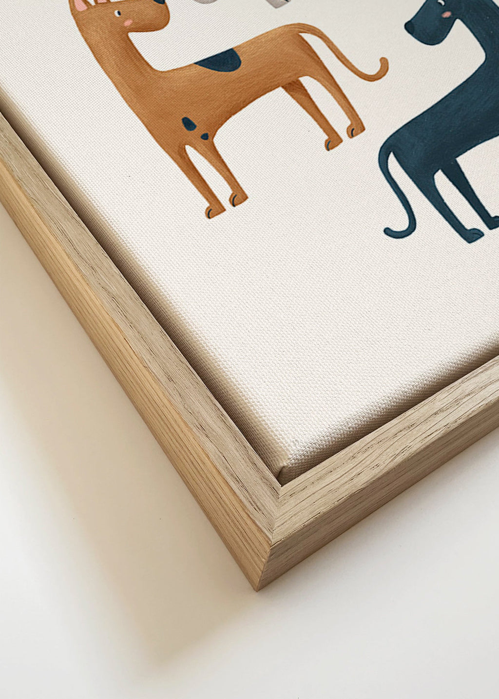 Kunstwerk met drie geïllustreerde honden