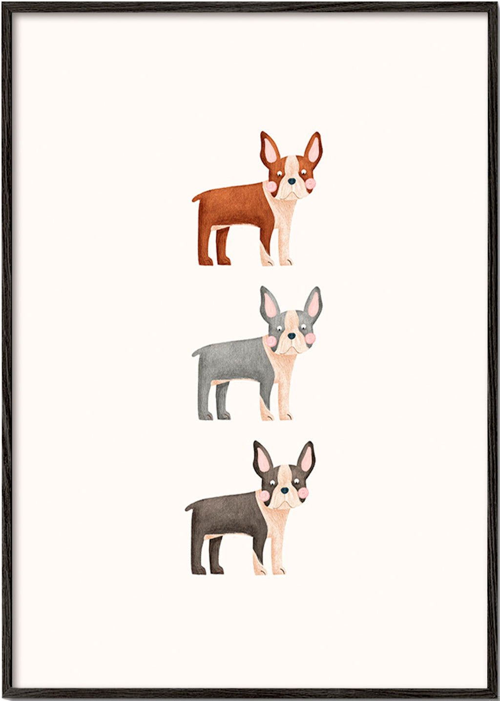 Artwork Drie Boston Terriers