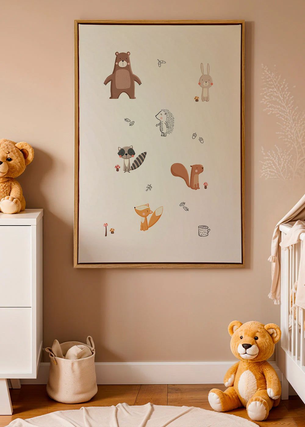 Kinderposter bosvrienden in zachte pasteltinten