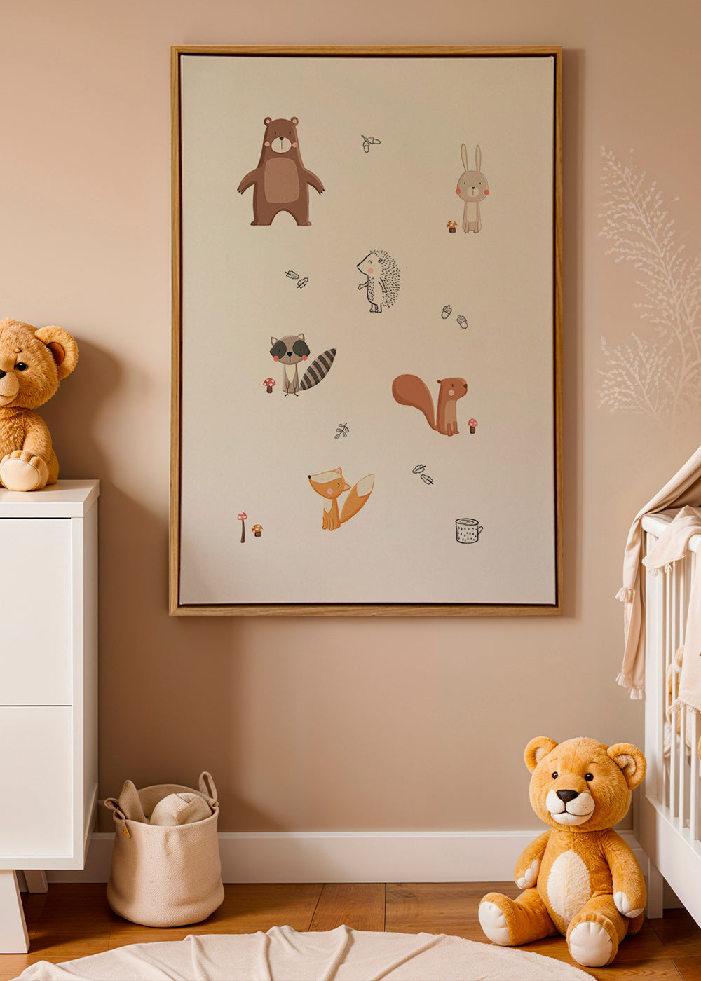 Kinderposter bosvrienden in zachte pasteltinten