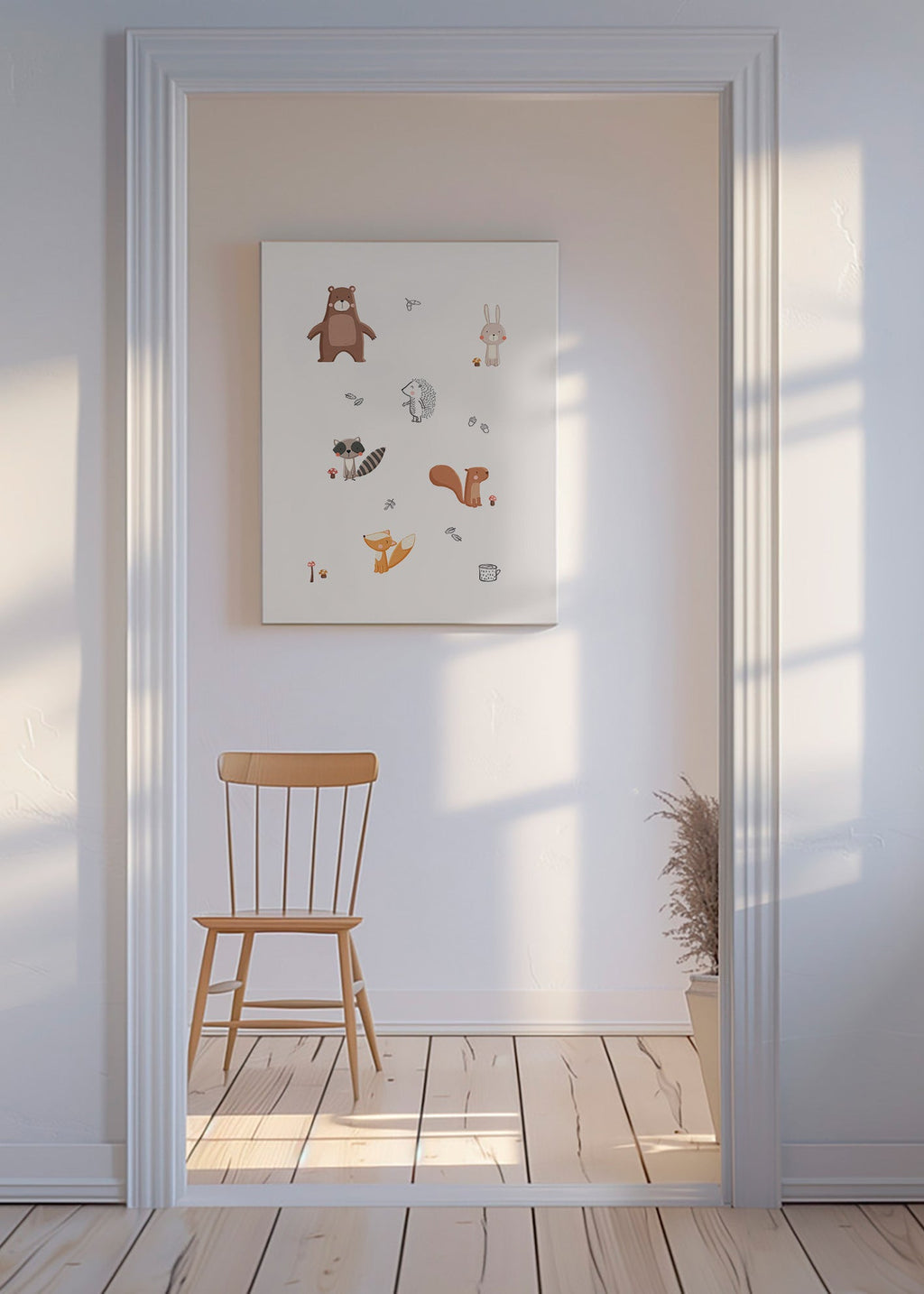 Kinderposter bosvrienden in zachte pasteltinten