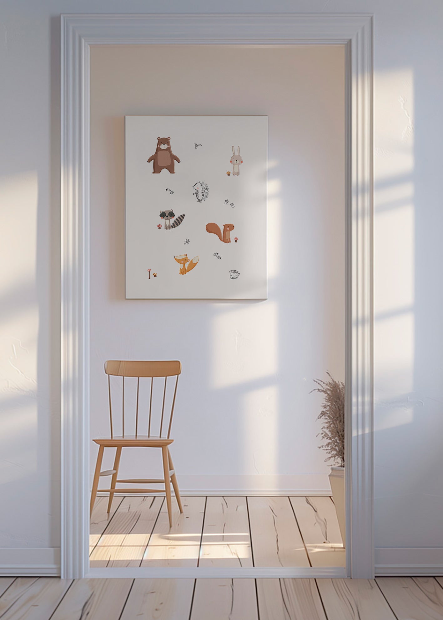 Kinderposter bosvrienden in zachte pasteltinten