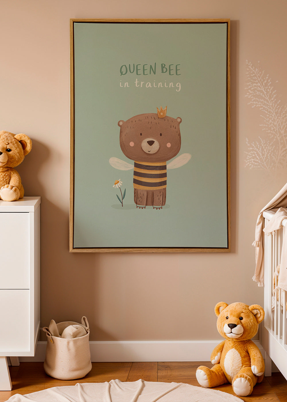 Kinderposter Beer 'Queen Bee' met kroon