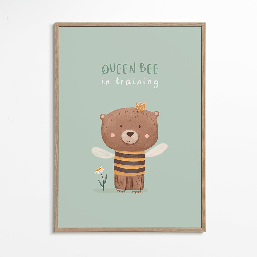 Kinderposter Beer 'Queen Bee' met kroon