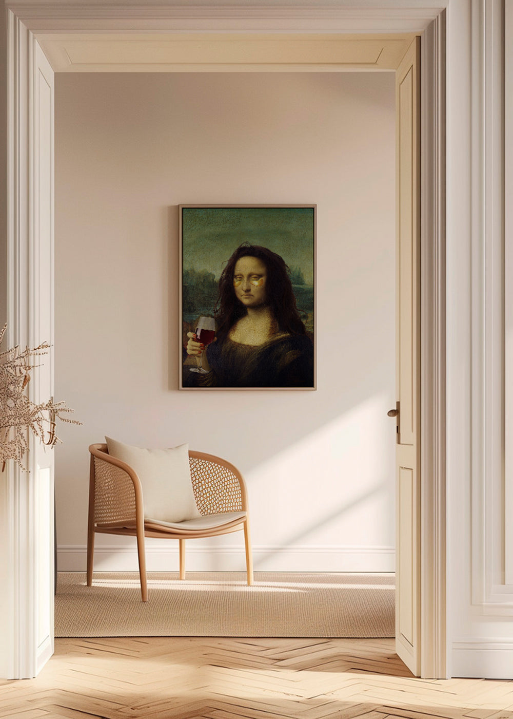 Keuken kunst: klassiek portret met wijnglas