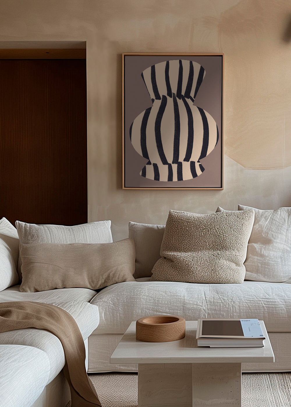 Minimalistisch ontwerp gestreepte vaas