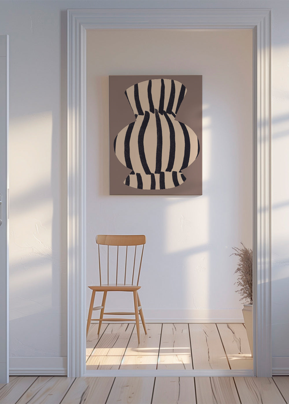 Minimalistisch ontwerp gestreepte vaas