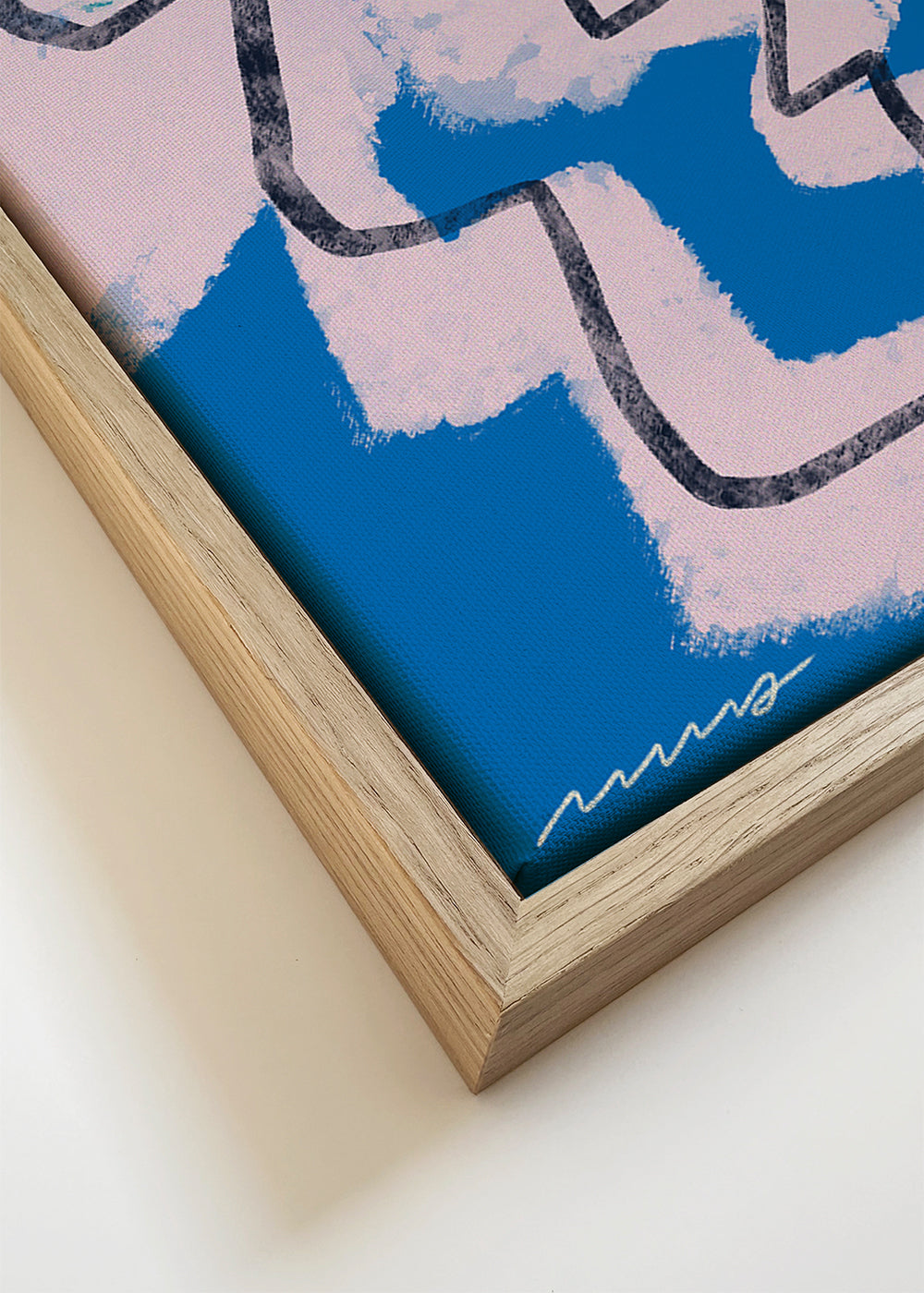 Abstract kunst gezicht blauw en roze