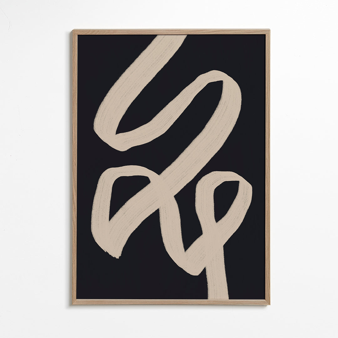 Abstracte kunst met beige streep op donkere achtergrond