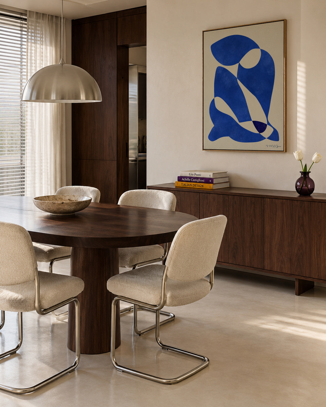 Blue Nude - Framed canvas in an interior