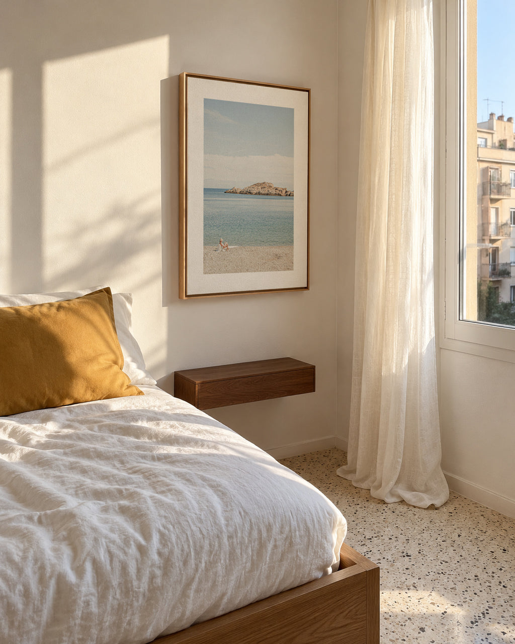 Costa Brava I - Framed canvas in an interior