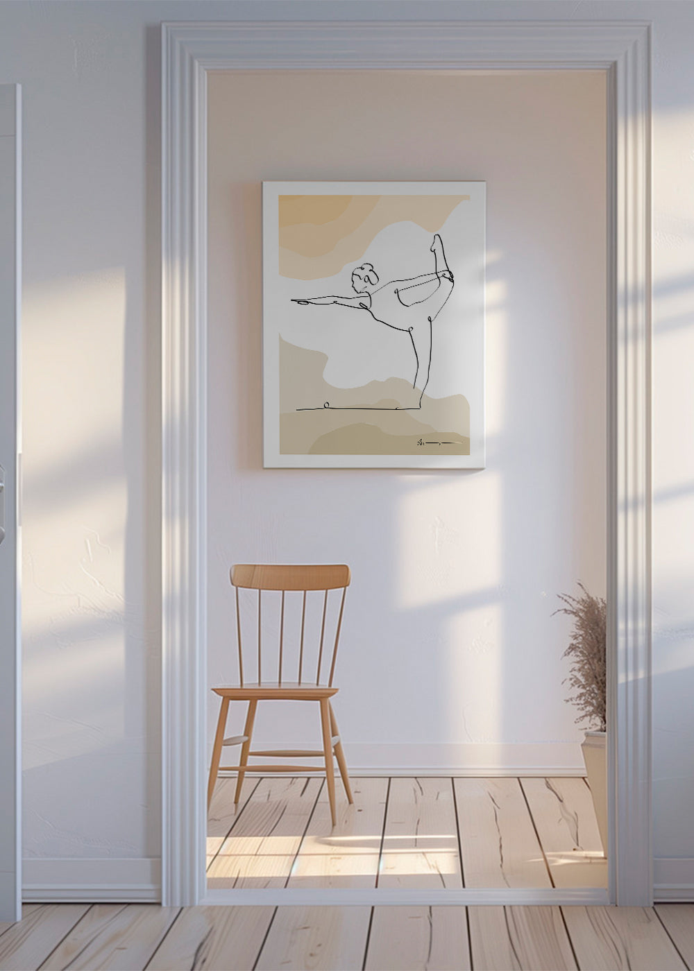 Ontspannend design: yogahouding in één lijn