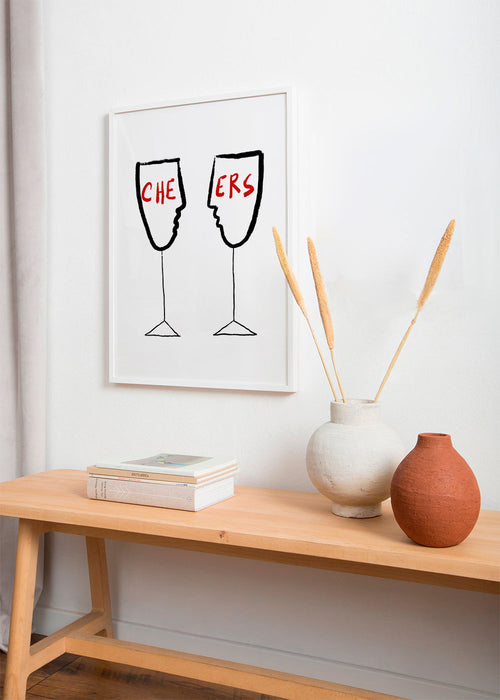 Keuken kunst Cheers met profielglazen