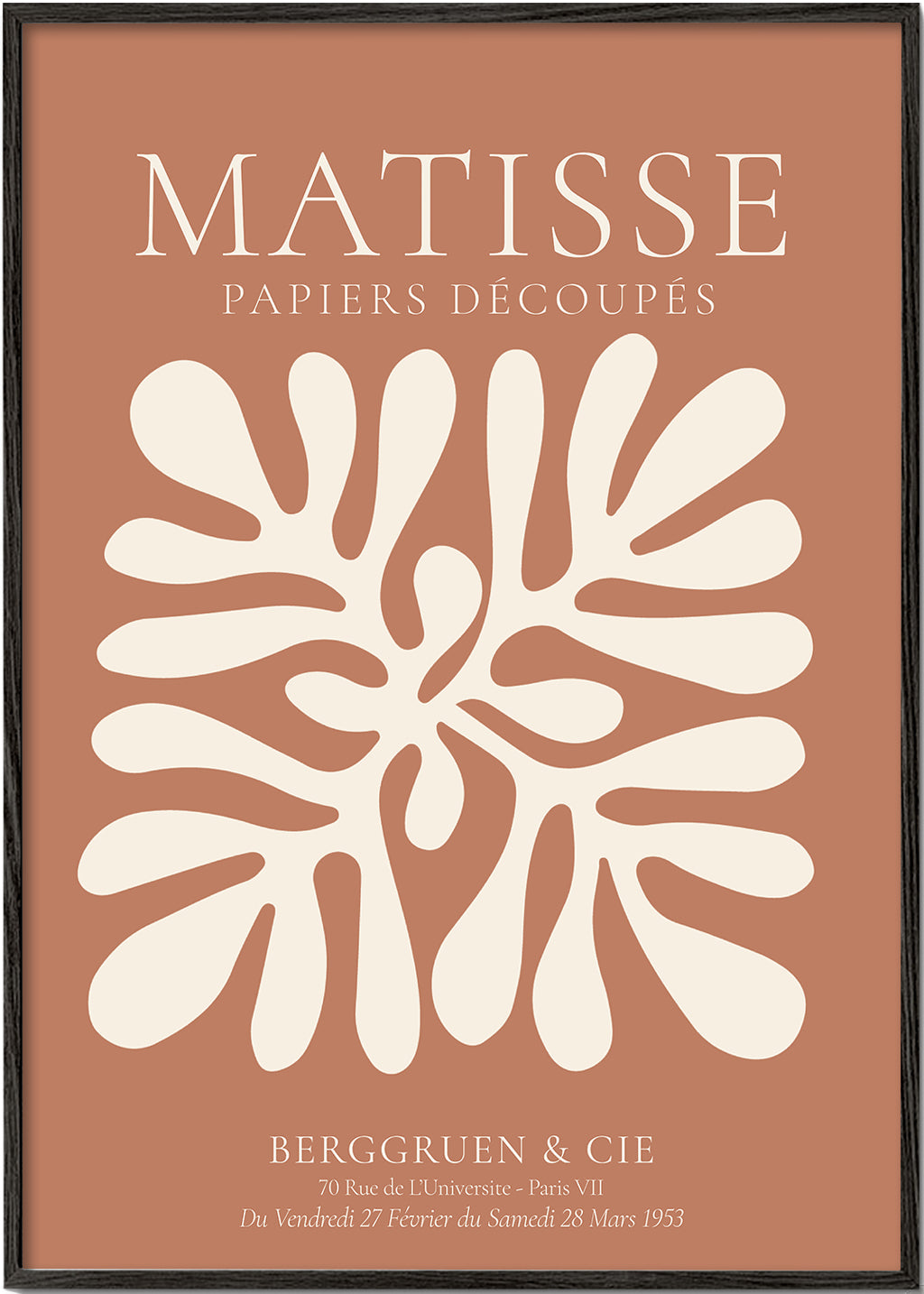 Botanische print Matisse: organische uitknipsels op terracotta