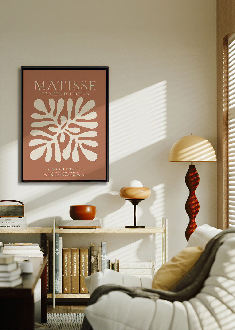 Botanische print Matisse: organische uitknipsels op terracotta