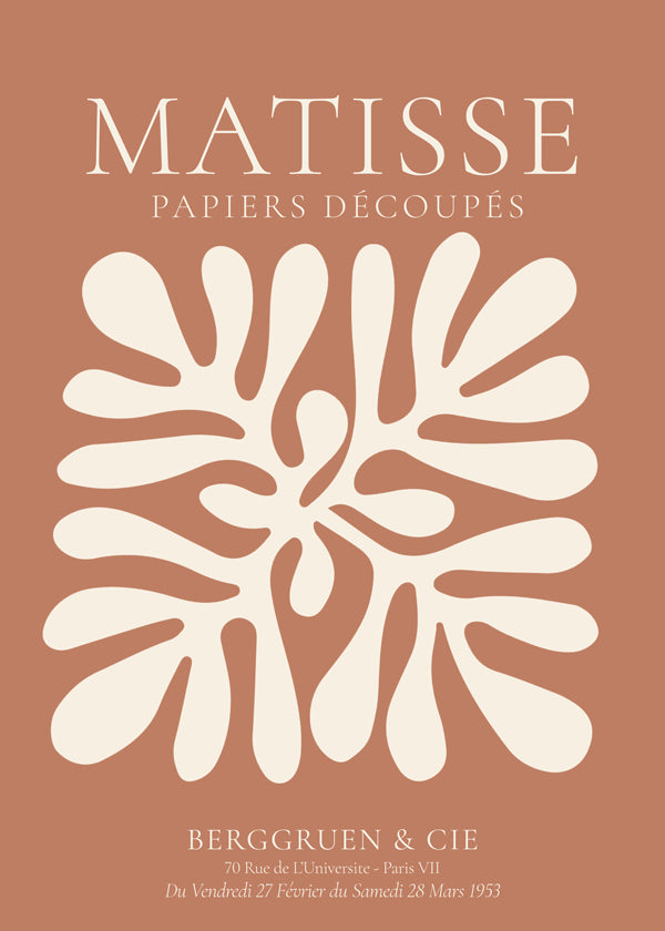 Botanische print Matisse: organische uitknipsels op terracotta