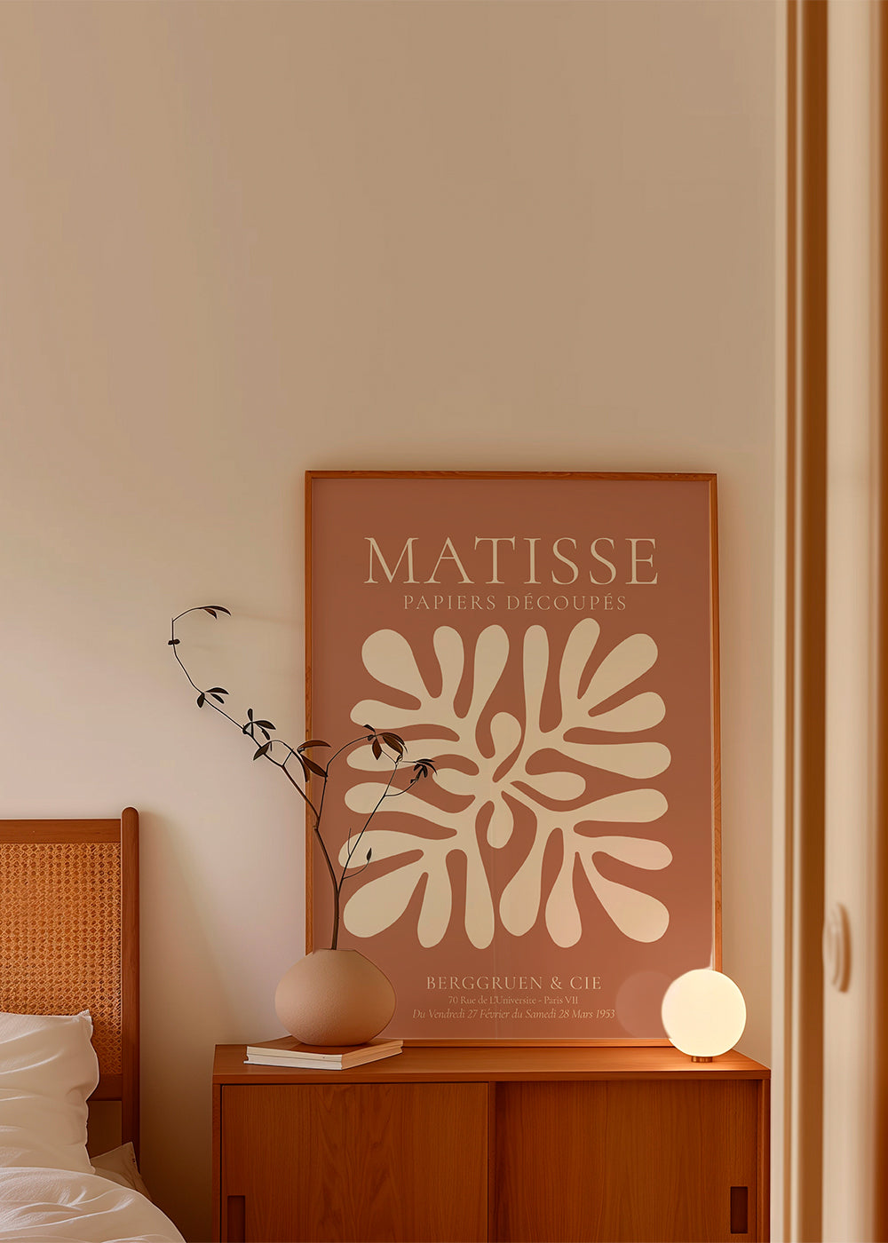 Botanische print Matisse: organische uitknipsels op terracotta