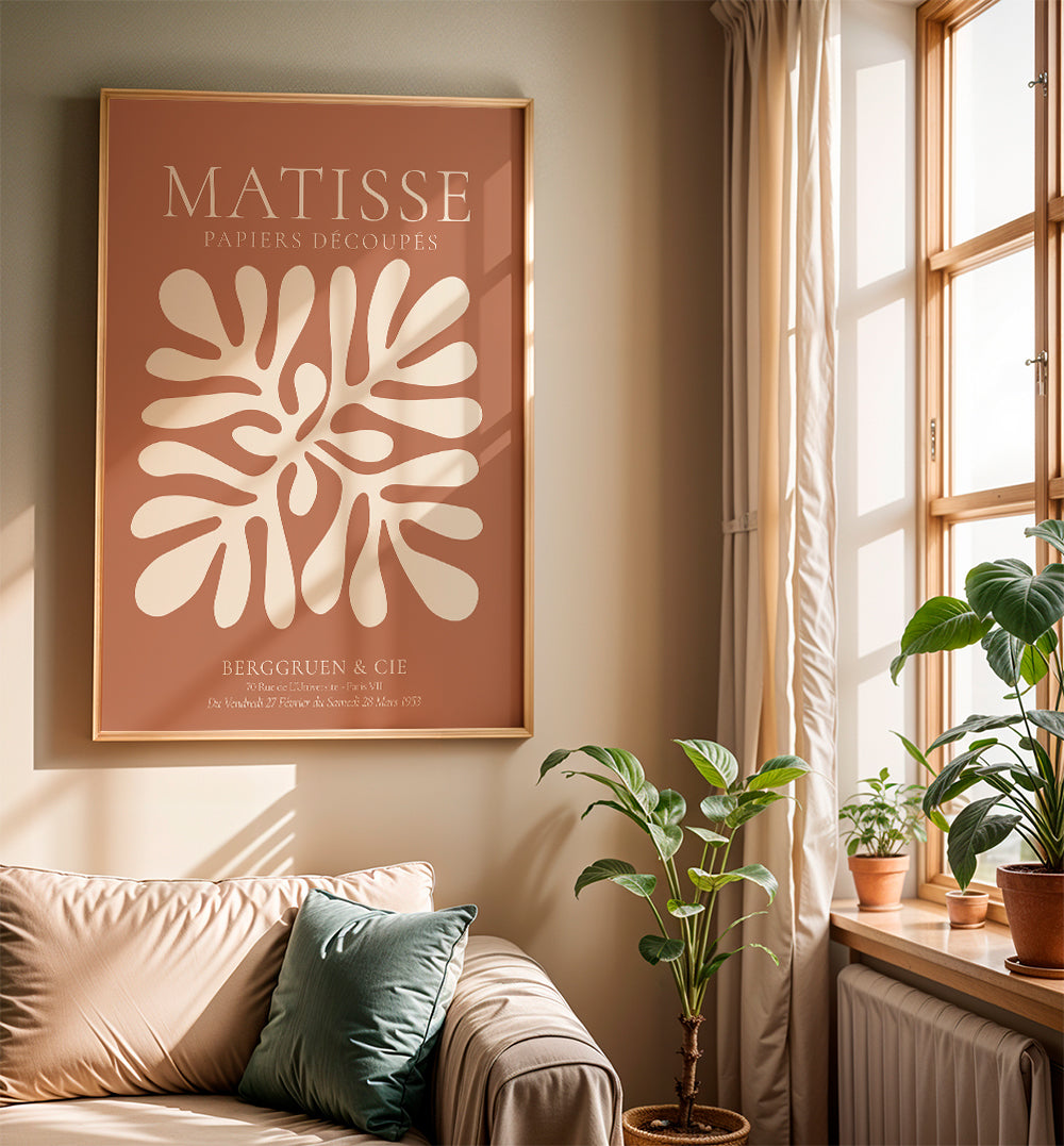 Botanische print Matisse: organische uitknipsels op terracotta